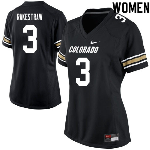 Women #3 Derrion Rakestraw Colorado Buffaloes College Football Jerseys Sale-Black